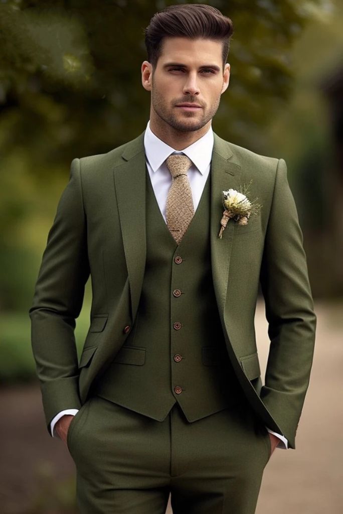 Men Olive Green Designer Suit, Cotton at Rs 5500/set in Mumbai | ID:  7422346548